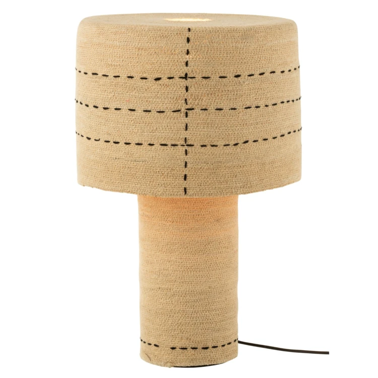 Tischlampe mit Punktmuster aus Seegras