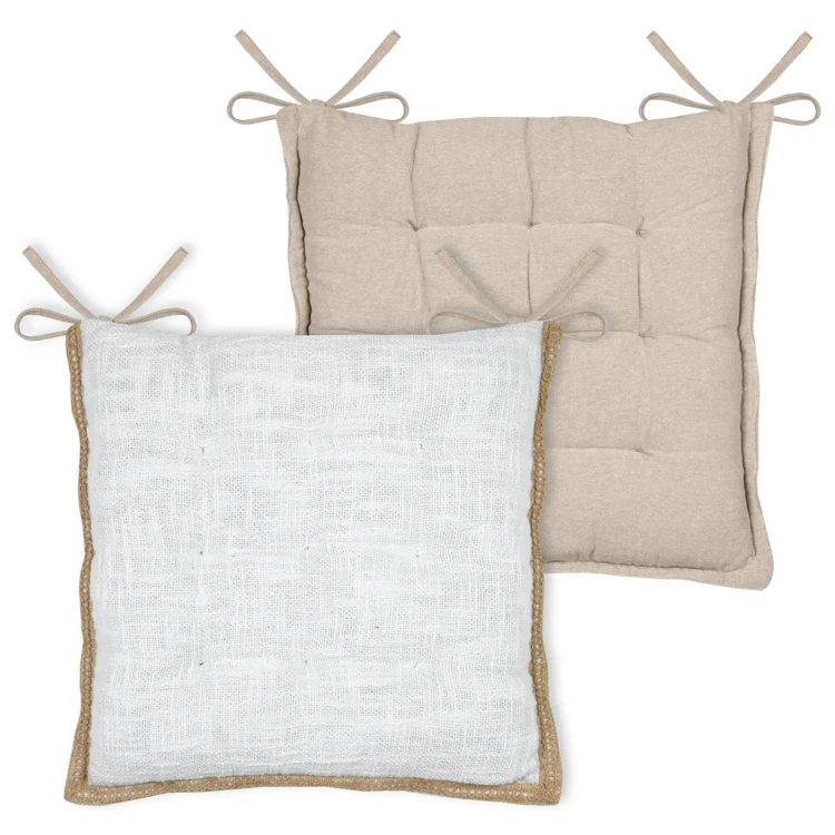 Galette de chaise matelassée poly-coton et jute