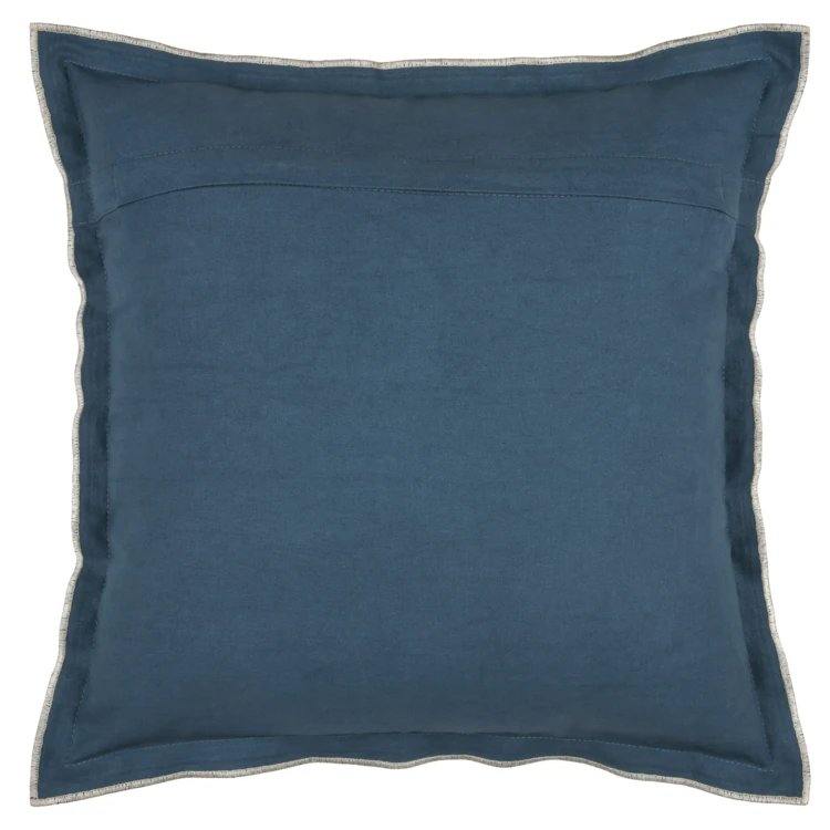 Coussin coton volant plat feston noir