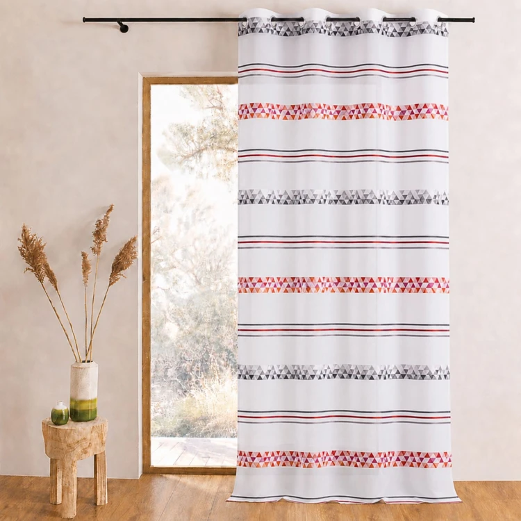 Cortina de jacquard com riscas geométricas