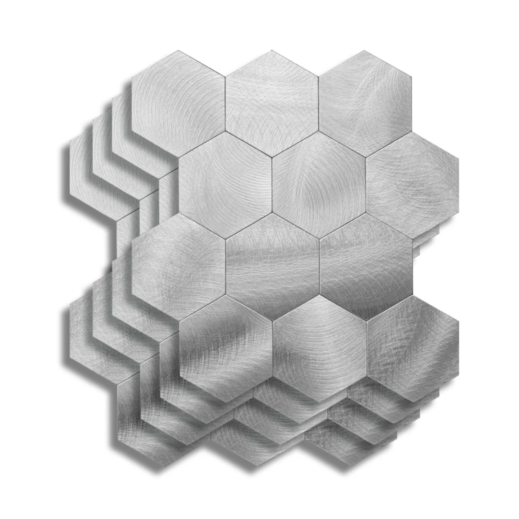 Lot de 4 crédences adhésives murales 3D effet carrelage hexagonal