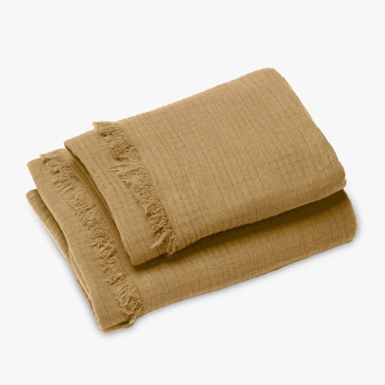 Set de 2 serviettes de douches en gaze de coton