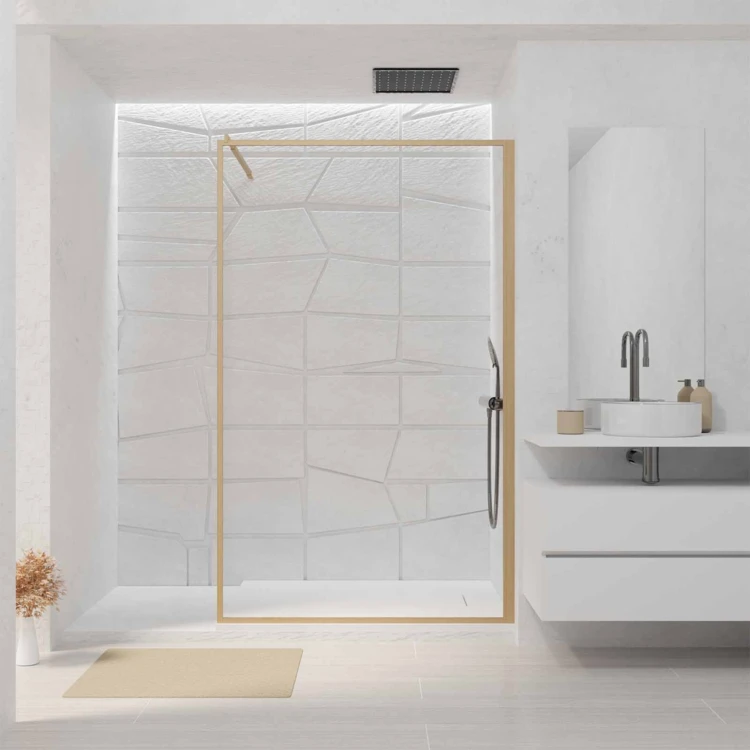 Paroi de douche en verre trempé effet bois