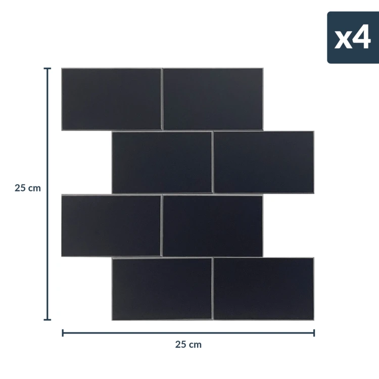 4er-Set selbstklebende 3D-Wandpaneele in Fliesenoptik