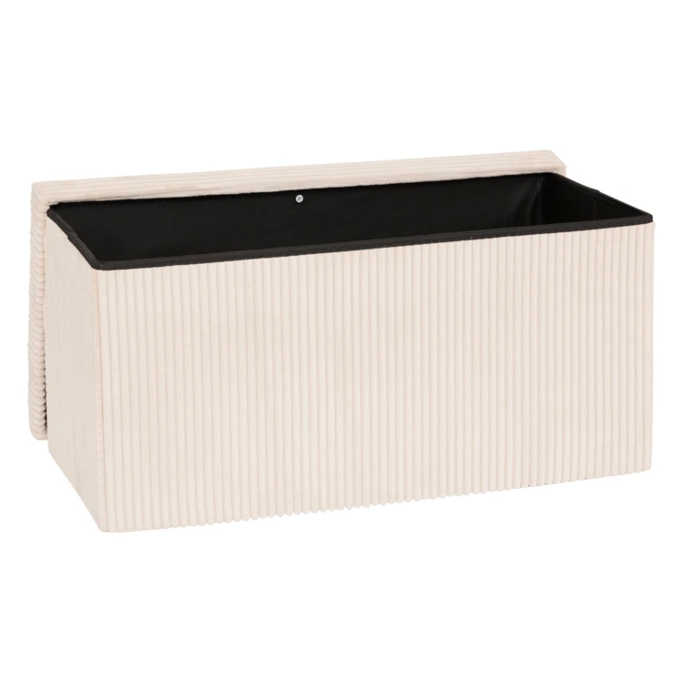Pouf pliable double effet velours côtelé avec rangement intégré