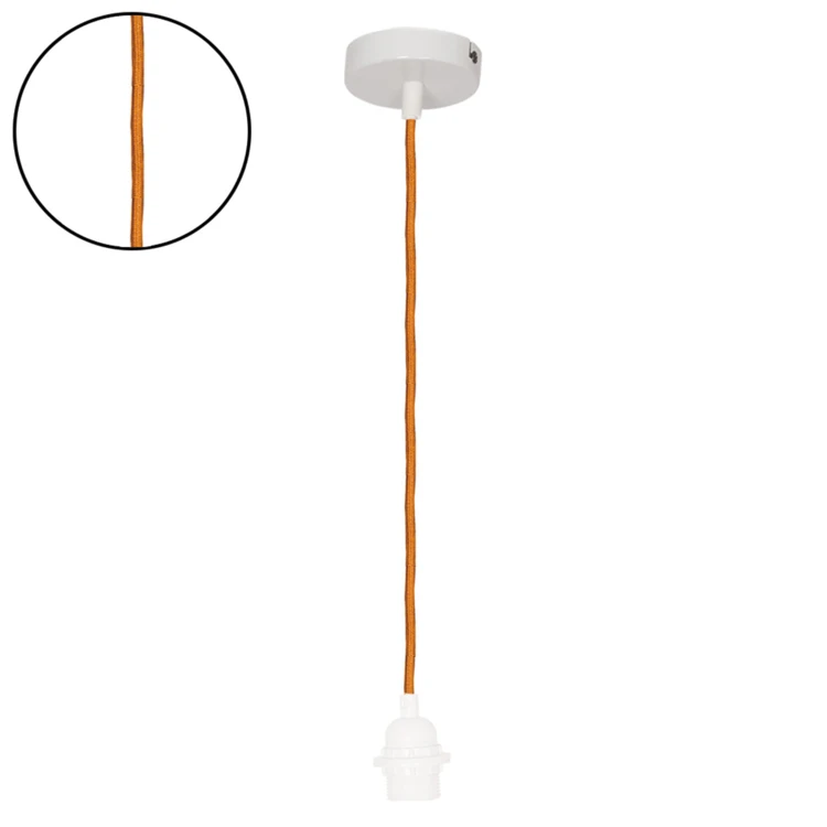 Suspension avec douille blanche et câble tissé