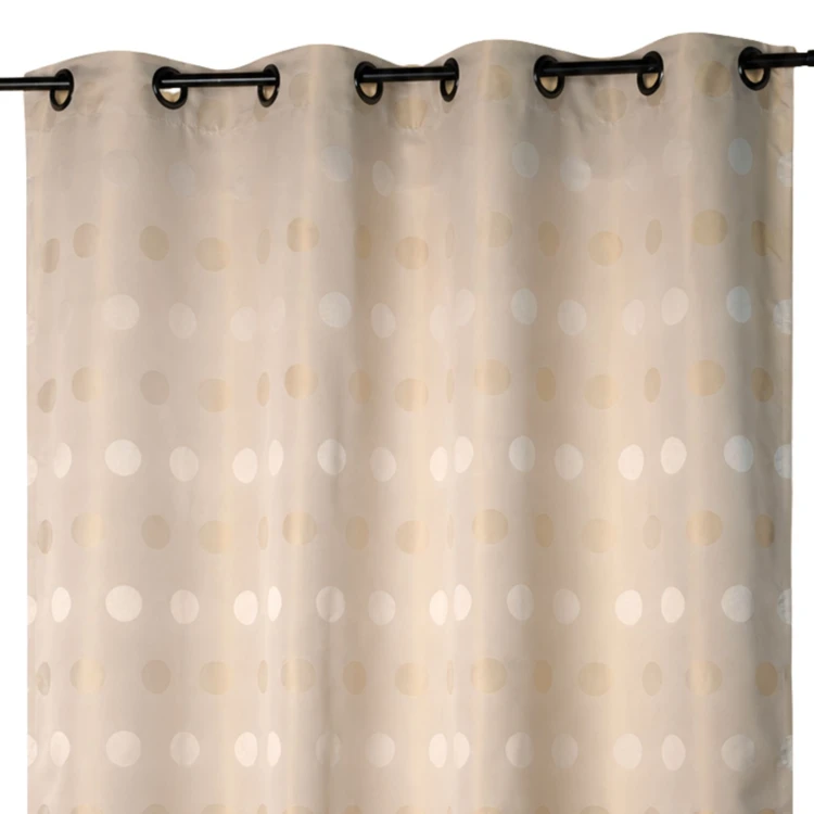 Cortina jacquard com bolinhas tom sobre tom