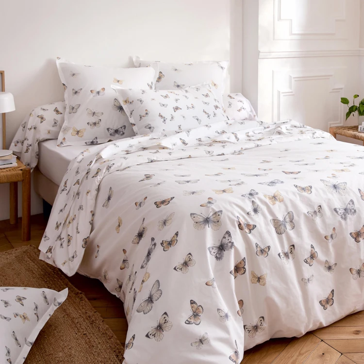 80 thread count katoenen perkal flat sheet met vlindermotief