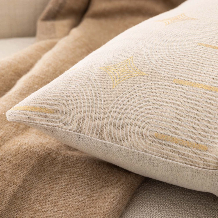 Coussin déhoussable en polycoton à imprimé métallisé