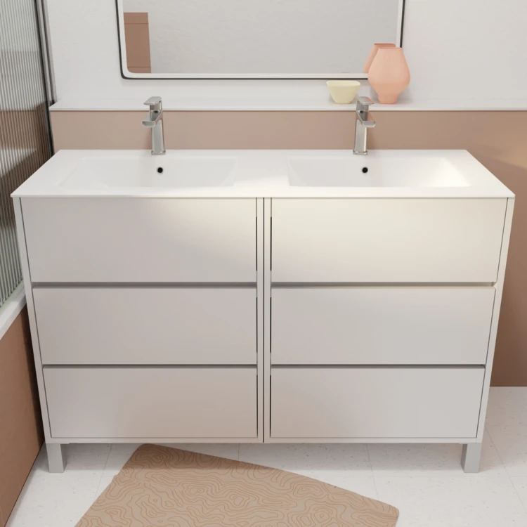 Mobile bagno doppio lavabo con 6 cassetti
