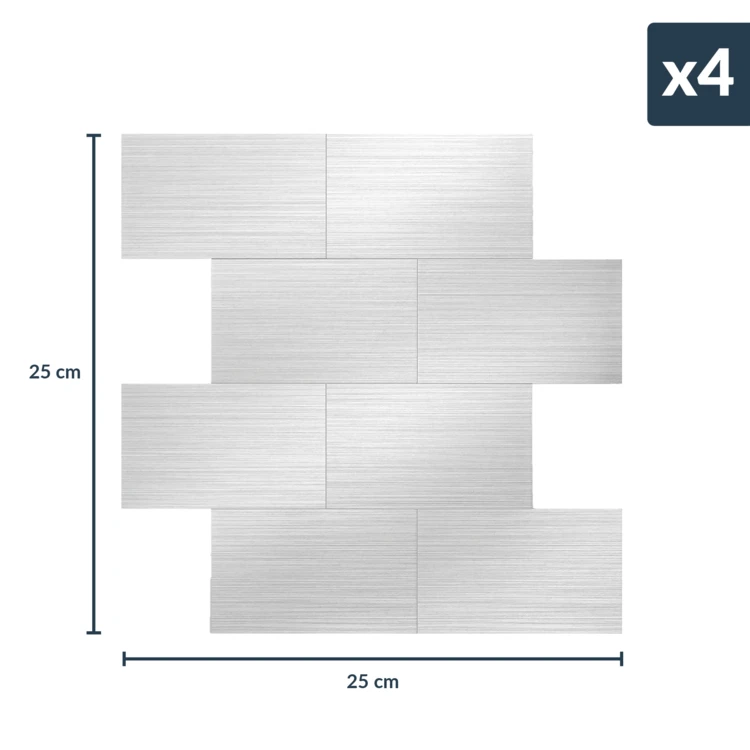 4er-Set selbstklebende 3D-Wandpaneele in Fliesenoptik