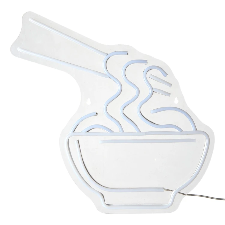 Neon LED de parede com forma de taça de macarrão