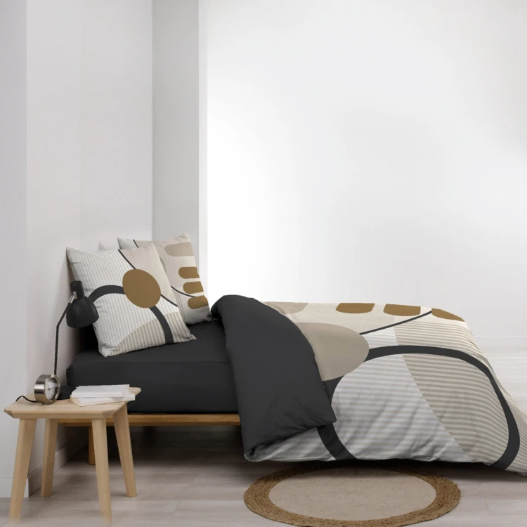 Juego de cama geométrico de algodón estampado por las dos caras