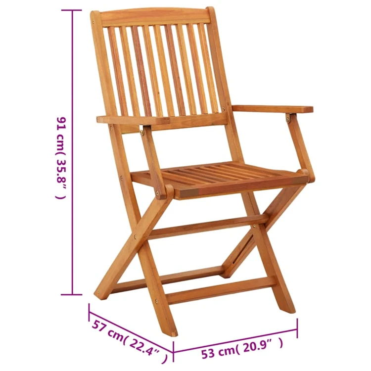 Lot de 4 chaises de jardin pliantes en bois