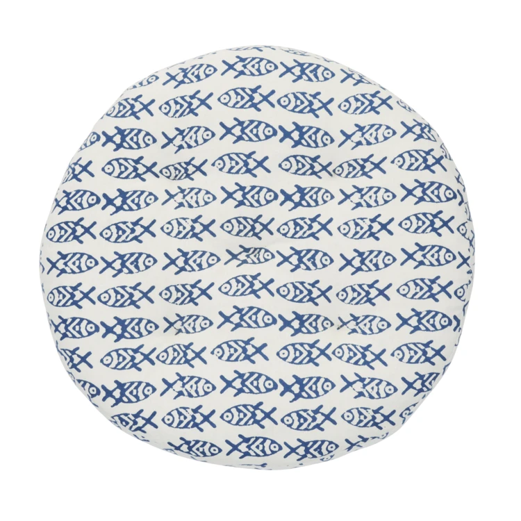 Galette de chaise ronde 100% coton poisson Indien MADAM STOLTZ