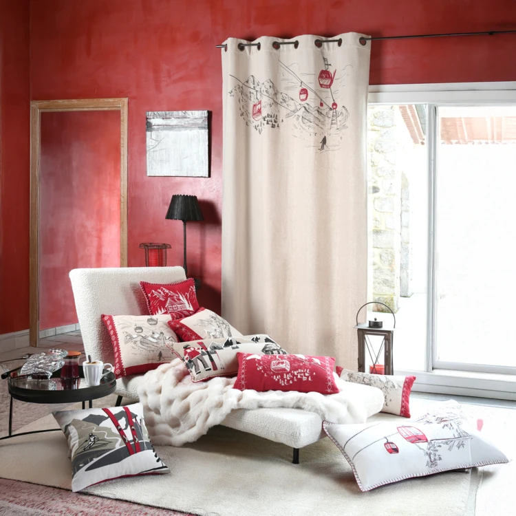Coussin déco montagne télécabine