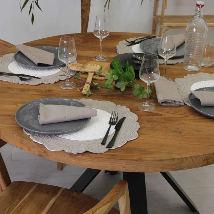 Set de table rond lavable matelassé coton