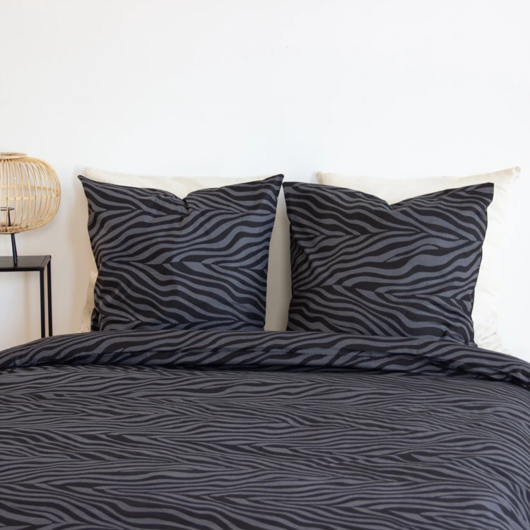 Juego de cama de 3 piezas de algodón cebra, funda y fundas de almohada