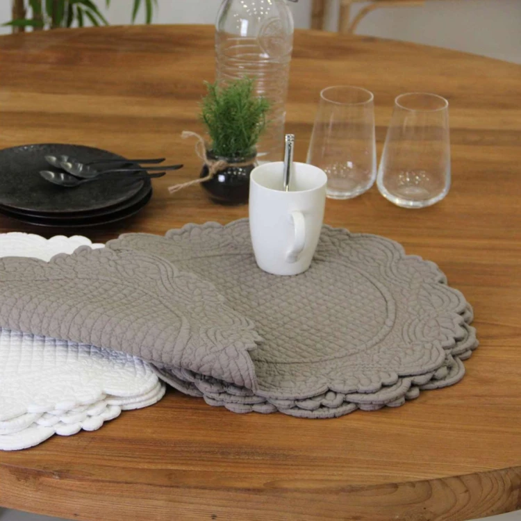 Set de table rond lavable matelassé coton