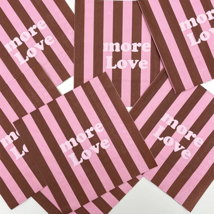 Lot de 20 serviettes en papier MORE LOVE rayées