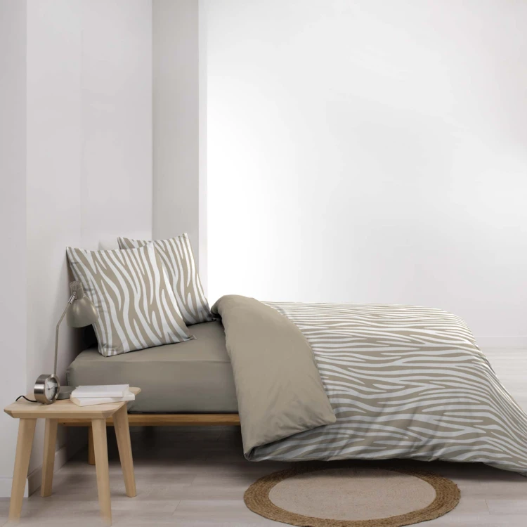 Parure de lit 3 pièces 100 % coton imprimé zèbre housse + taies