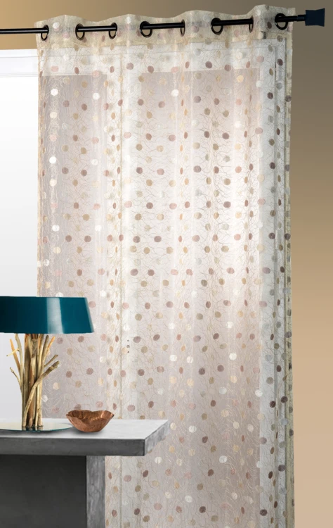 Cortina de organza jacquard bordada com bolinhas
