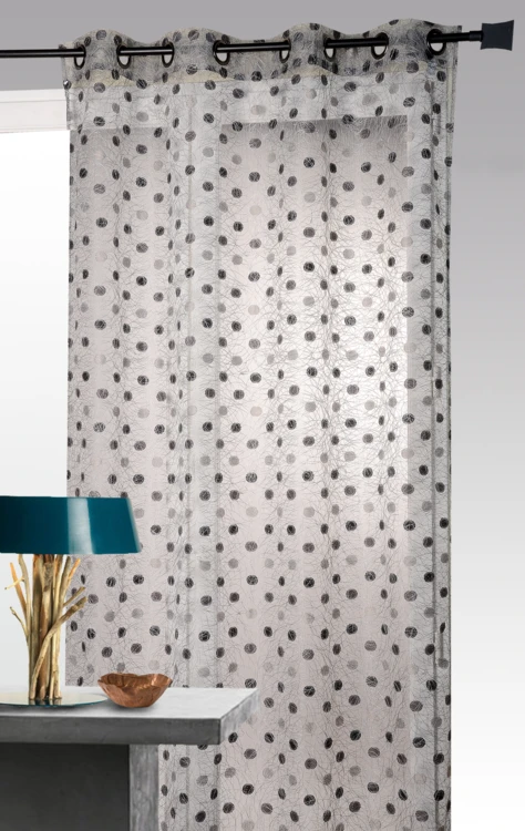 Cortina de organza jacquard bordada com bolinhas