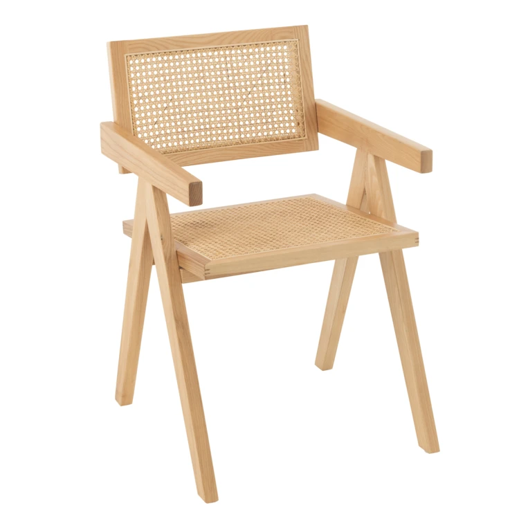Chaise design en bois et rotin