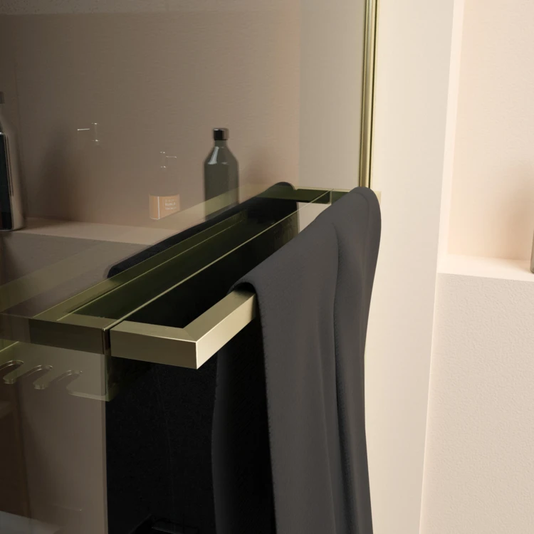 Pare-baignoire rabattable en verre trempé étagère et porte-serviette