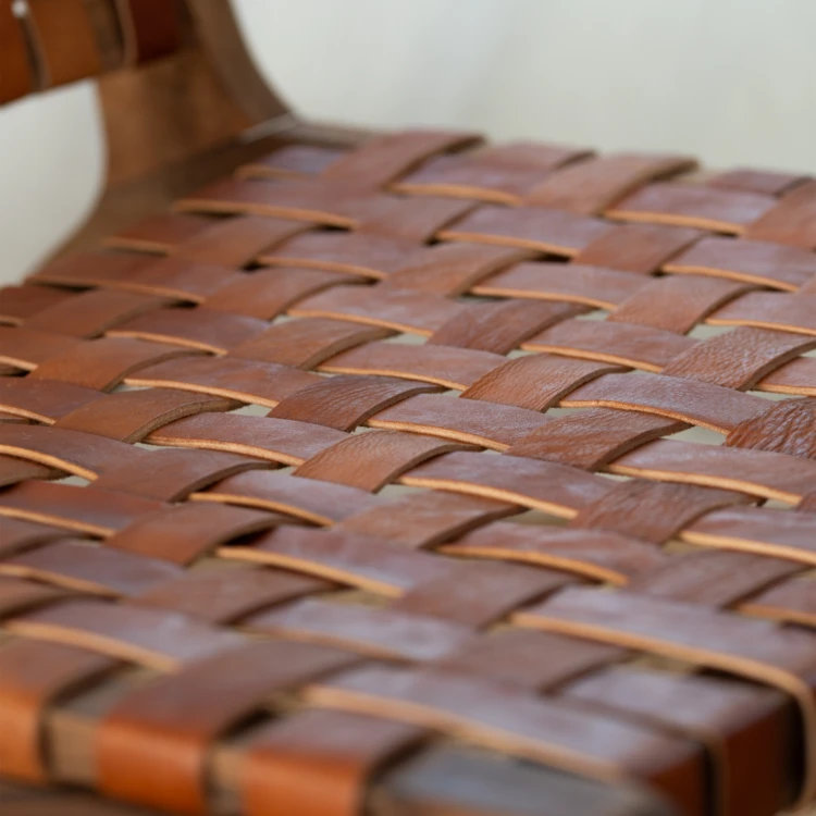 Fauteuil Lounge bois de noyer et cuir