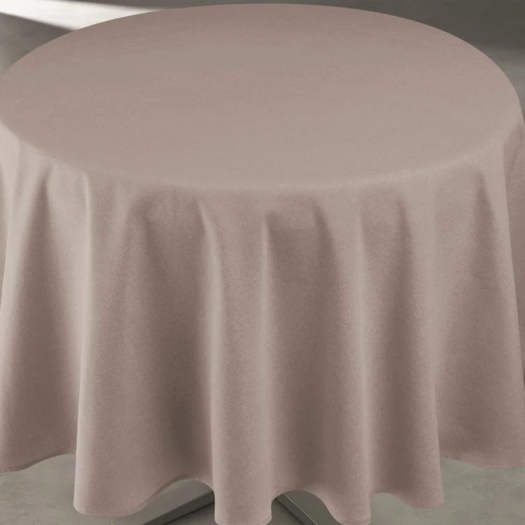 Mantel impermeable antimanchas efecto lino para mesa redonda