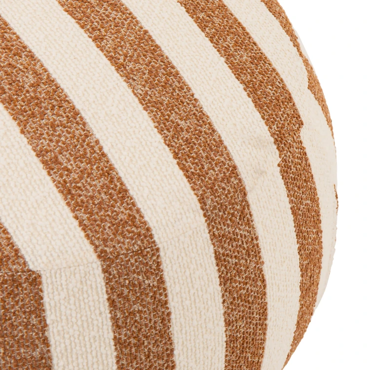 Pouf rond en tissu rayé