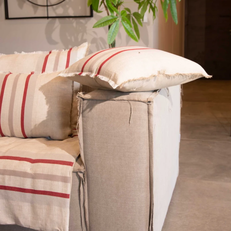 Cuscino a righe in lino e cotone
