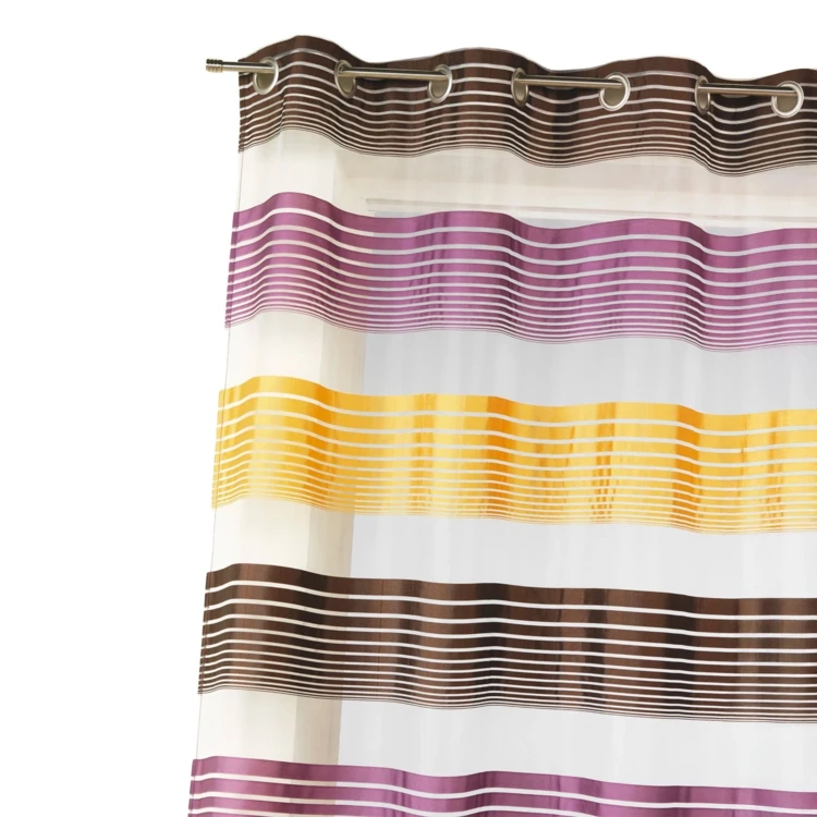Organza-Vorhang mit feinen, farbigen Querstreifen