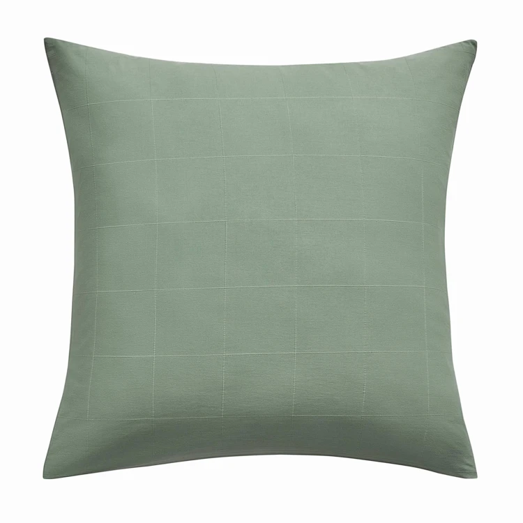 Juego de cama de algodón lavado con estampado de cuadros jacquard