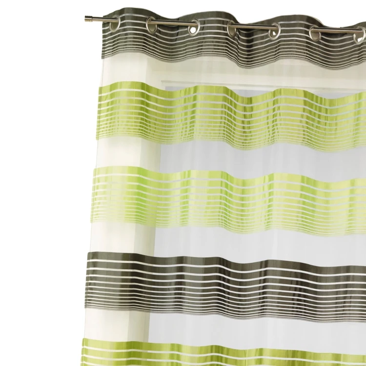 Organza-Vorhang mit feinen, farbigen Querstreifen