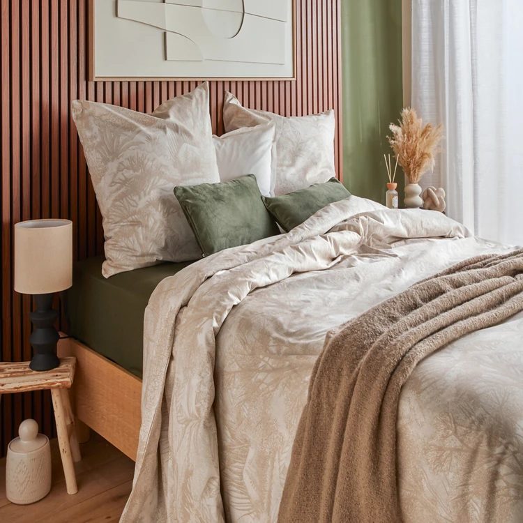 Juego de cama de 3 piezas de algodón reversible con estampado de toile de Jouy
