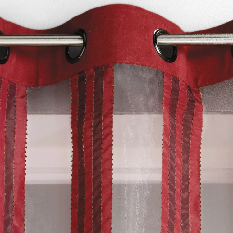 Cortina de organza transparente con rayas verticales