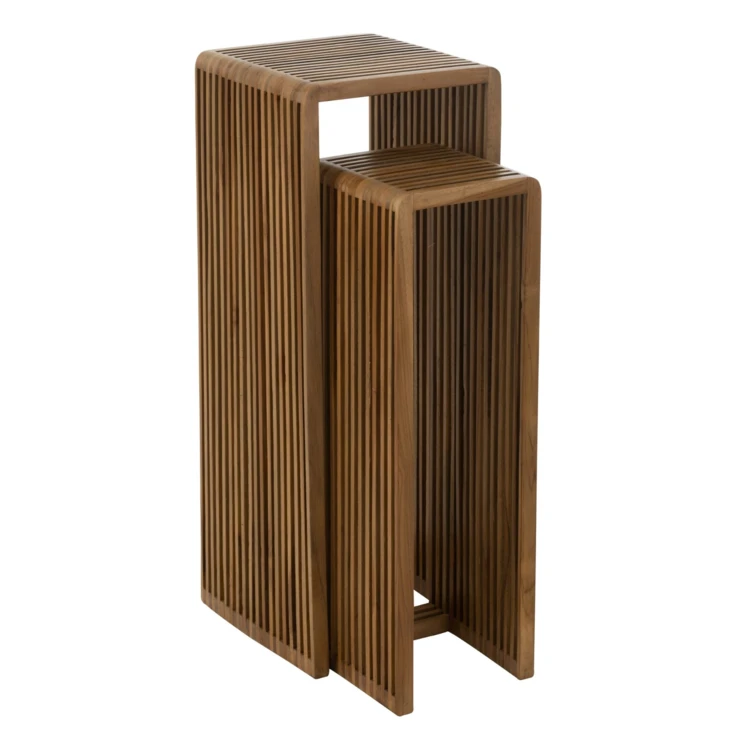 Meuble console gigogne cubique en teck lot de 2