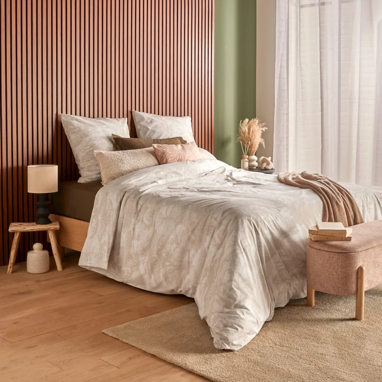 Juego de cama de 3 piezas de algodón reversible con estampado de toile de Jouy