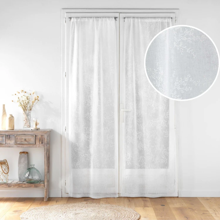 Schlaufen-Store aus gewebtem Voile mit Blattmuster
