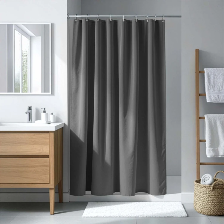 Rideau de douche uni avec crochets