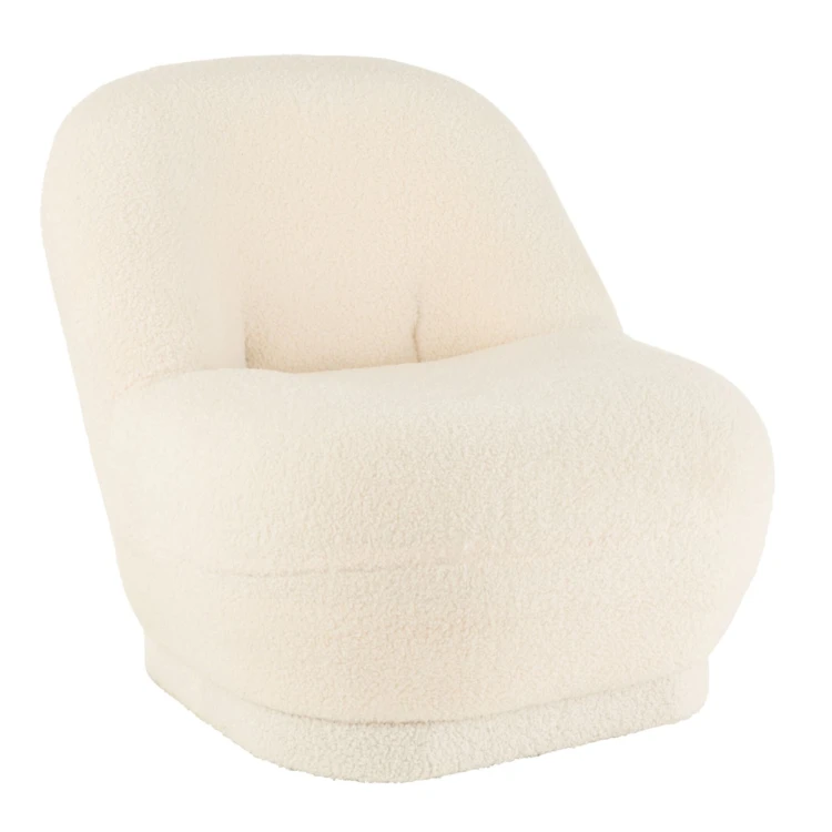 Pouf rond avec dossier en tissu bouclette