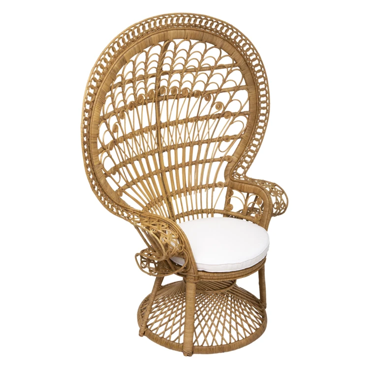 Fauteuil en rotin avec grand dossier haut tressé