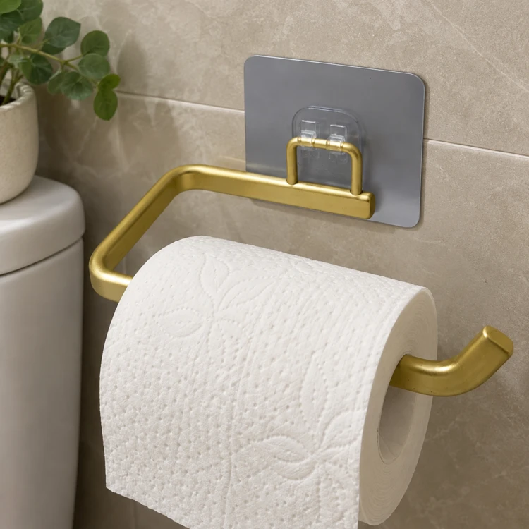 Porte-papier WC adhésif en aluminium sans perçage