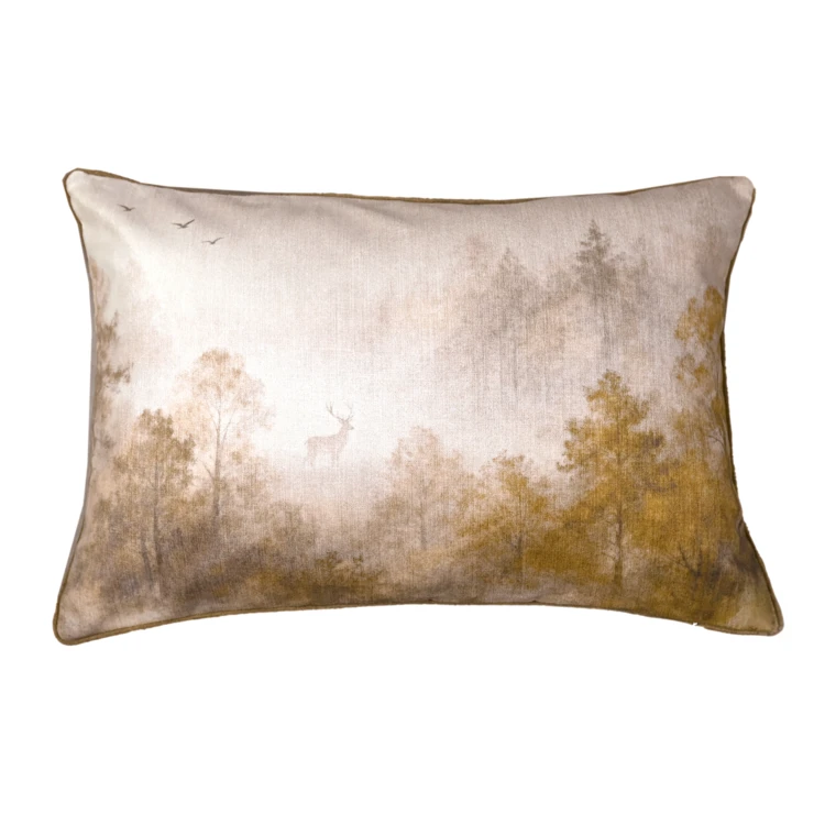 Coussin réversible motif aquarelle forêt