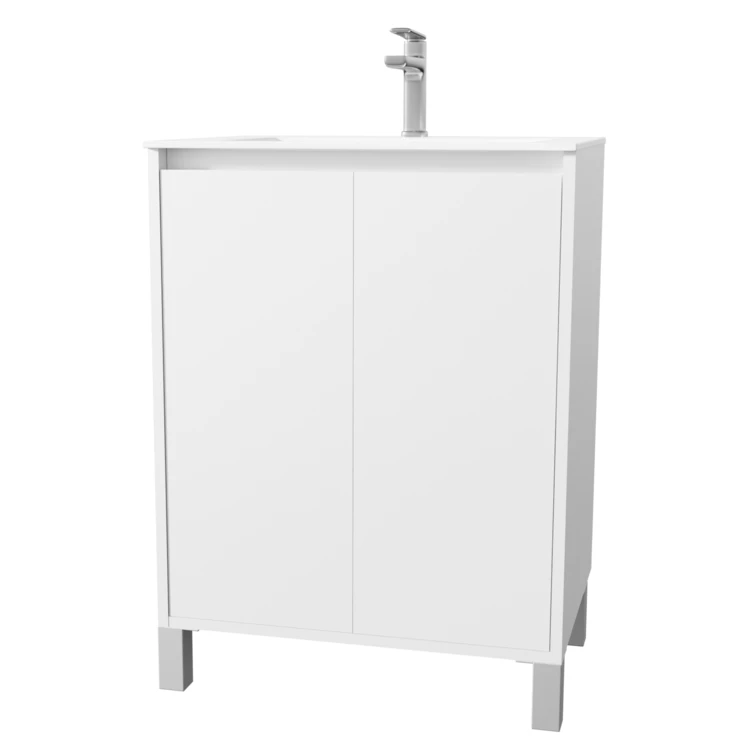 Meuble de salle de bains sur pieds avec 2 portes et vasque