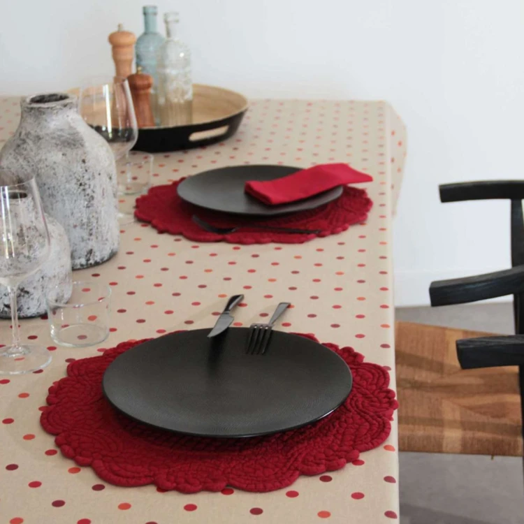 Set de table rond lavable matelassé coton
