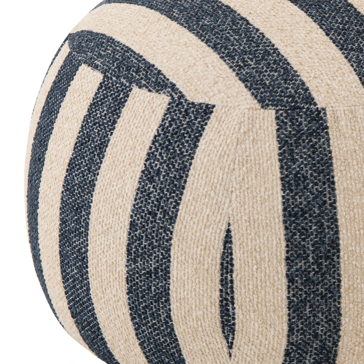 Pouf rond en tissu rayé