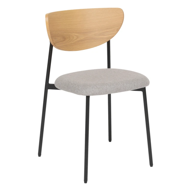 Lot de 2 chaises avec dossier bois et pieds métal
